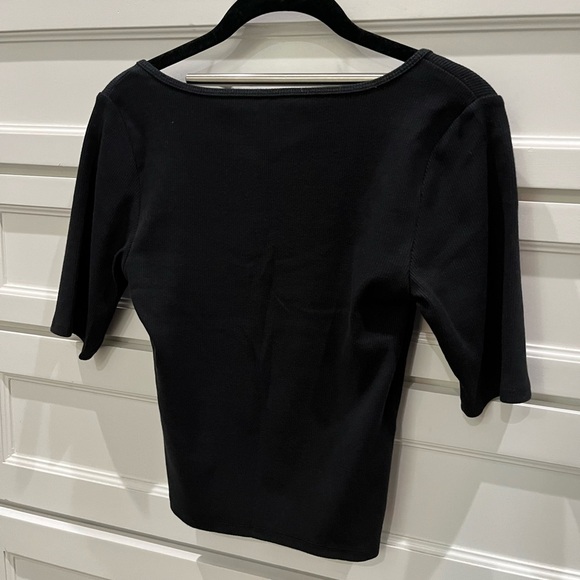 NWT Abercrombie & Fitch A&F Soft ribbed black baby tee top S - Picture 2 of 6